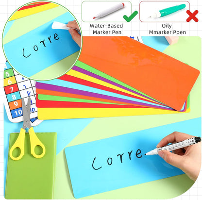 24 Pcs Large Magnetic Dry Erase Labels for Classroom 12 x 4 Inch Back to School Supplies Rectangle Magnetic Name Plates Label Magnet Stickers for Whiteboards Refrigerator(Frame Style)