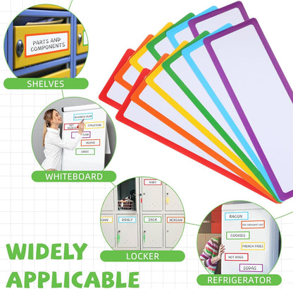 24 Pcs Large Magnetic Dry Erase Labels for Classroom 12 x 4 Inch Back to School Supplies Rectangle Magnetic Name Plates Label Magnet Stickers for Whiteboards Refrigerator(Frame Style)