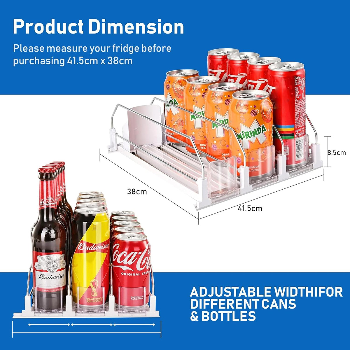 Drink Organizer for Fridge - 360° Rotating Lazy Susan for Refrigerator, 13.5''x8.5'' Clear Lazy Susan Turntable for Refrigerator Organizers and Storage, Kitchen, Table Top, Cabinet, Pantry, 1 Pack