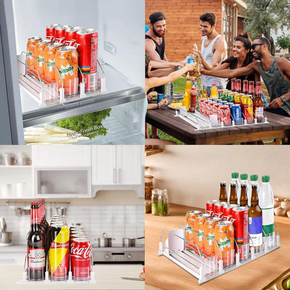 Drink Organizer for Fridge - 360° Rotating Lazy Susan for Refrigerator, 13.5''x8.5'' Clear Lazy Susan Turntable for Refrigerator Organizers and Storage, Kitchen, Table Top, Cabinet, Pantry, 1 Pack