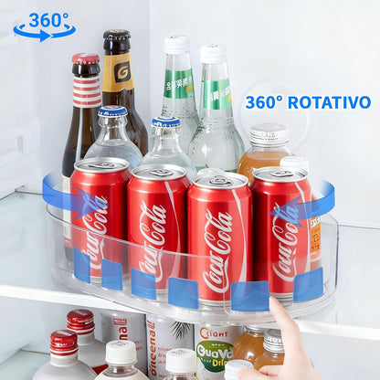 Drink Organizer for Fridge - 360° Rotating Lazy Susan for Refrigerator, 13.5''x8.5'' Clear Lazy Susan Turntable for Refrigerator Organizers and Storage, Kitchen, Table Top, Cabinet, Pantry, 1 Pack