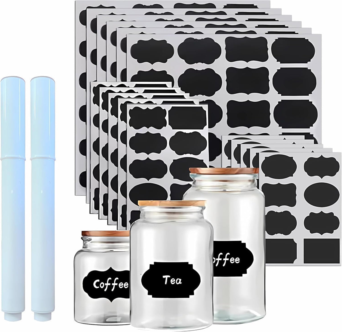 244pcs Chalkboard Labels Bulk with 2 Chalk Marker, Labels for Jars | Erasable Reusable labels for Jars, Craft Rooms,Storage, Pantry Containers and Storage Bin Organize Your Home Kitchen