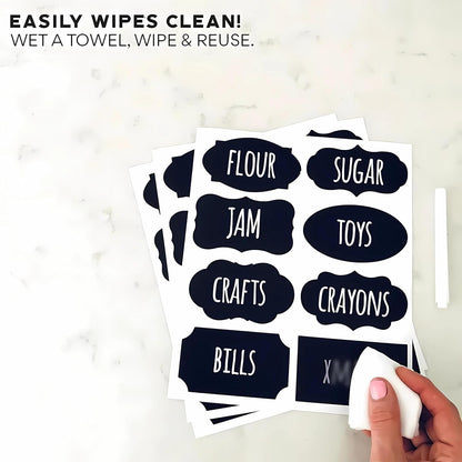 244pcs Chalkboard Labels Bulk with 2 Chalk Marker, Labels for Jars | Erasable Reusable labels for Jars, Craft Rooms,Storage, Pantry Containers and Storage Bin Organize Your Home Kitchen