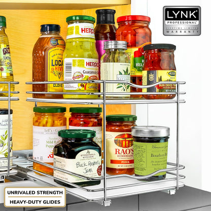 ® Pull Out Spice Organization for Cabinets - 4-3/8 inch Wide – Spice Rack for Inside Cabinets, Slide Out Spice Rack Organizer for cabinet – Pull Out Spice Rack, Sliding 2 Tier Chrome