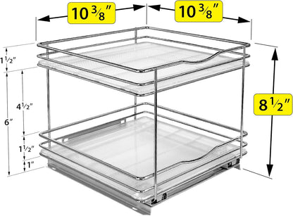 ® Pull Out Spice Organization for Cabinets - 4-3/8 inch Wide – Spice Rack for Inside Cabinets, Slide Out Spice Rack Organizer for cabinet – Pull Out Spice Rack, Sliding 2 Tier Chrome