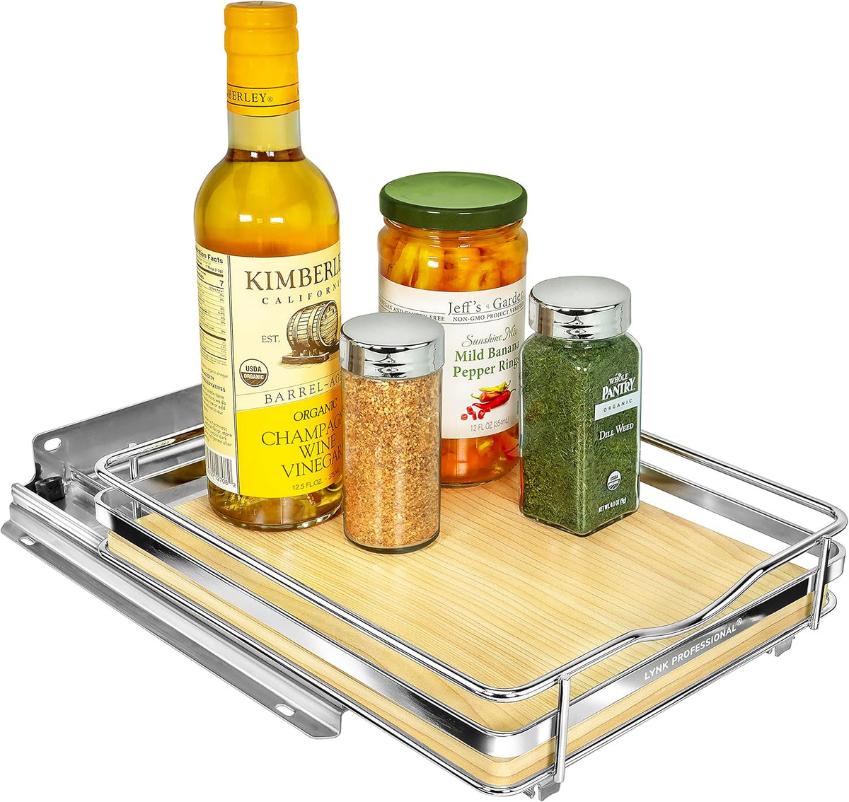 ® Pull Out Spice Organization for Cabinets - 4-3/8 inch Wide – Spice Rack for Inside Cabinets, Slide Out Spice Rack Organizer for cabinet – Pull Out Spice Rack, Sliding 2 Tier Chrome