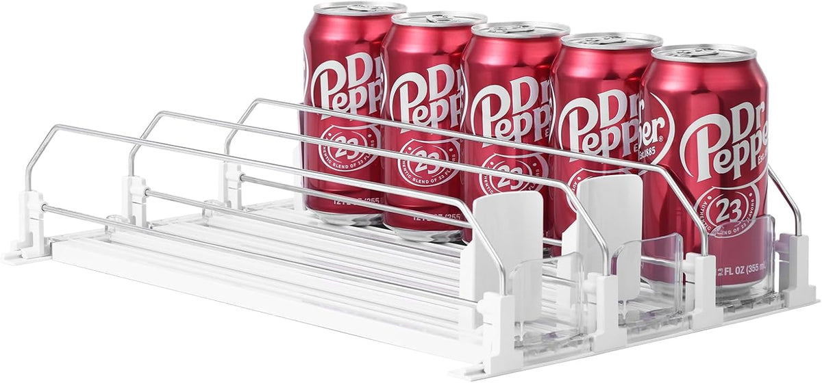 Drink Organizer for Fridge,Holds 25 Cans | Self-pushing drink dispenser fits refrigerator shelves|Space-saving storage|Perfect for fridge organizers and storage
