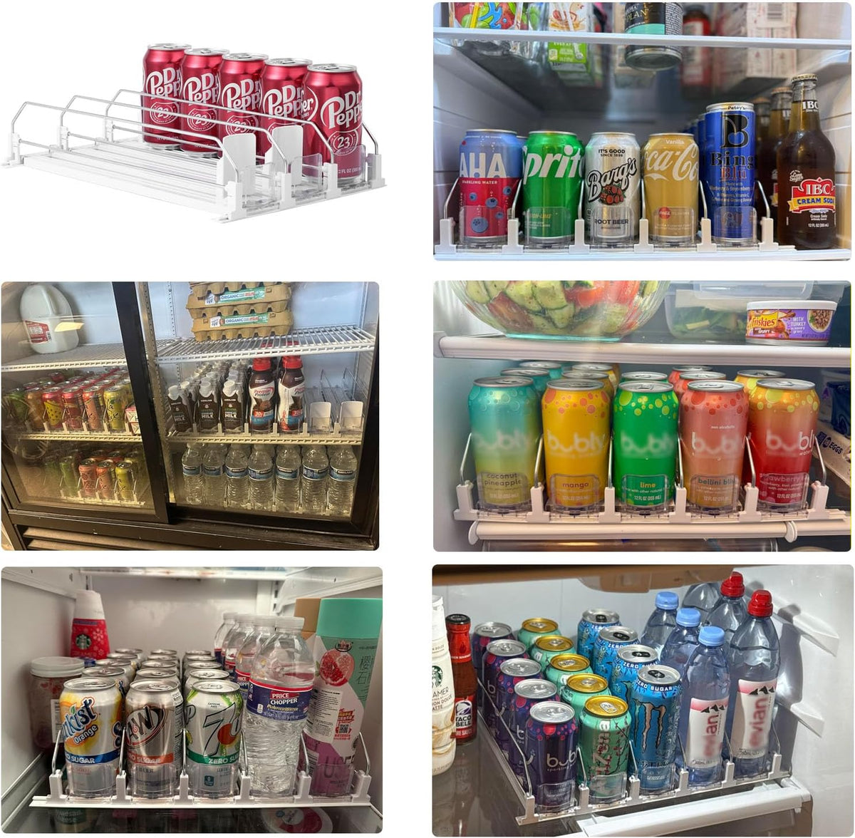 Drink Organizer for Fridge,Holds 25 Cans | Self-pushing drink dispenser fits refrigerator shelves|Space-saving storage|Perfect for fridge organizers and storage