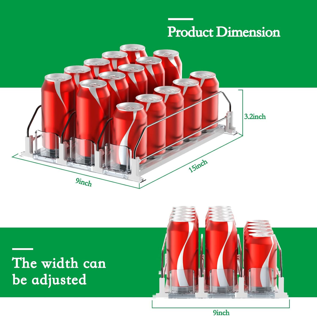 Drink Organizer for Fridge,Holds 25 Cans | Self-pushing drink dispenser fits refrigerator shelves|Space-saving storage|Perfect for fridge organizers and storage