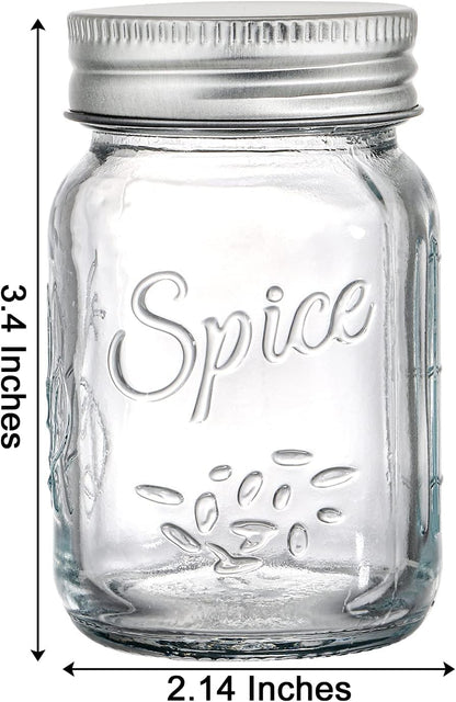 30 Pack 4 Oz Glass Mason Spice Jar with Shaker Lids& Labels, Empty Spice Bottle Mini Mason Jars with Airtight Metal Caps and Collapsible Funnel for Herbs & Spices