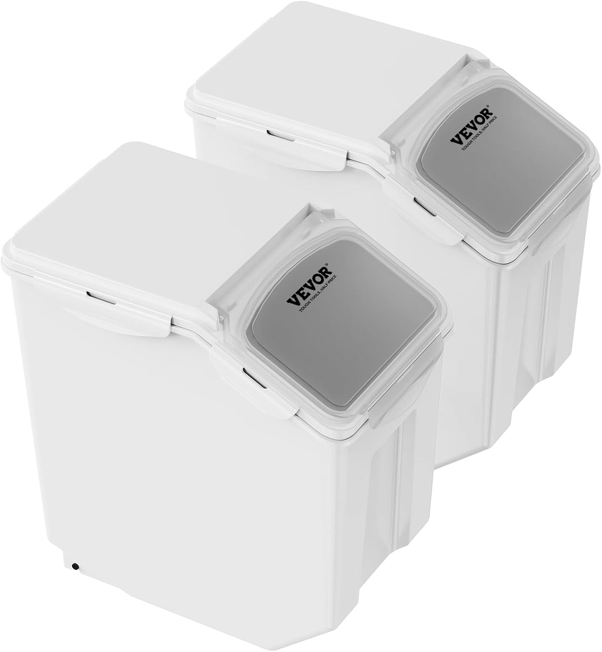 Rice Storage Container, 3.5Gal/15Lx2 + 4.5Gal/20Lx2 Large Dog Food Dispenser Bin, Kitchen Ingredient Grain Cereal Bin, Pet food Containers with Wheels, 4 Measuring Cups, Airtight Lid, 4 Pack