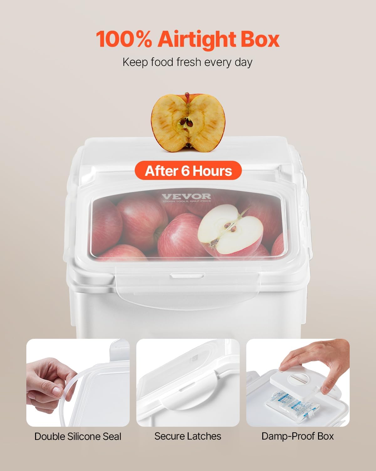 Rice Storage Container, 3.5Gal/15Lx2 + 4.5Gal/20Lx2 Large Dog Food Dispenser Bin, Kitchen Ingredient Grain Cereal Bin, Pet food Containers with Wheels, 4 Measuring Cups, Airtight Lid, 4 Pack
