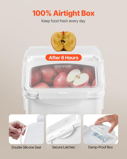 Rice Storage Container, 3.5Gal/15Lx2 + 4.5Gal/20Lx2 Large Dog Food Dispenser Bin, Kitchen Ingredient Grain Cereal Bin, Pet food Containers with Wheels, 4 Measuring Cups, Airtight Lid, 4 Pack