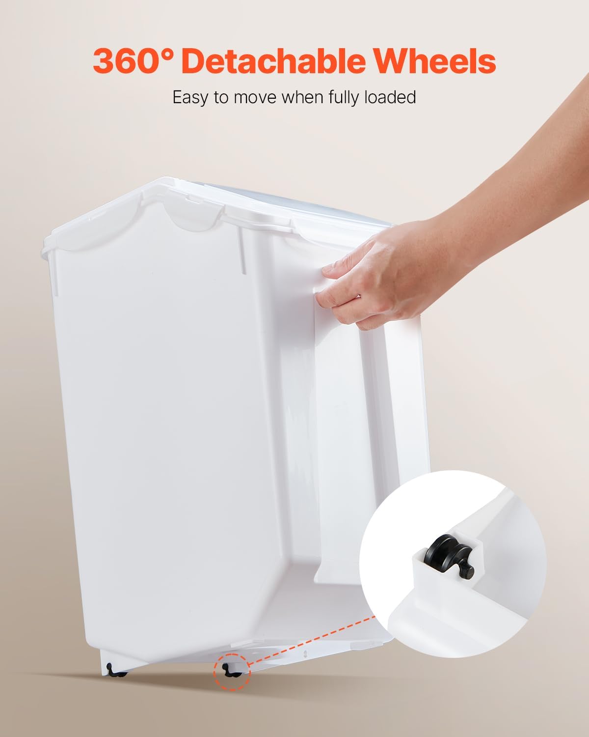 Rice Storage Container, 3.5Gal/15Lx2 + 4.5Gal/20Lx2 Large Dog Food Dispenser Bin, Kitchen Ingredient Grain Cereal Bin, Pet food Containers with Wheels, 4 Measuring Cups, Airtight Lid, 4 Pack