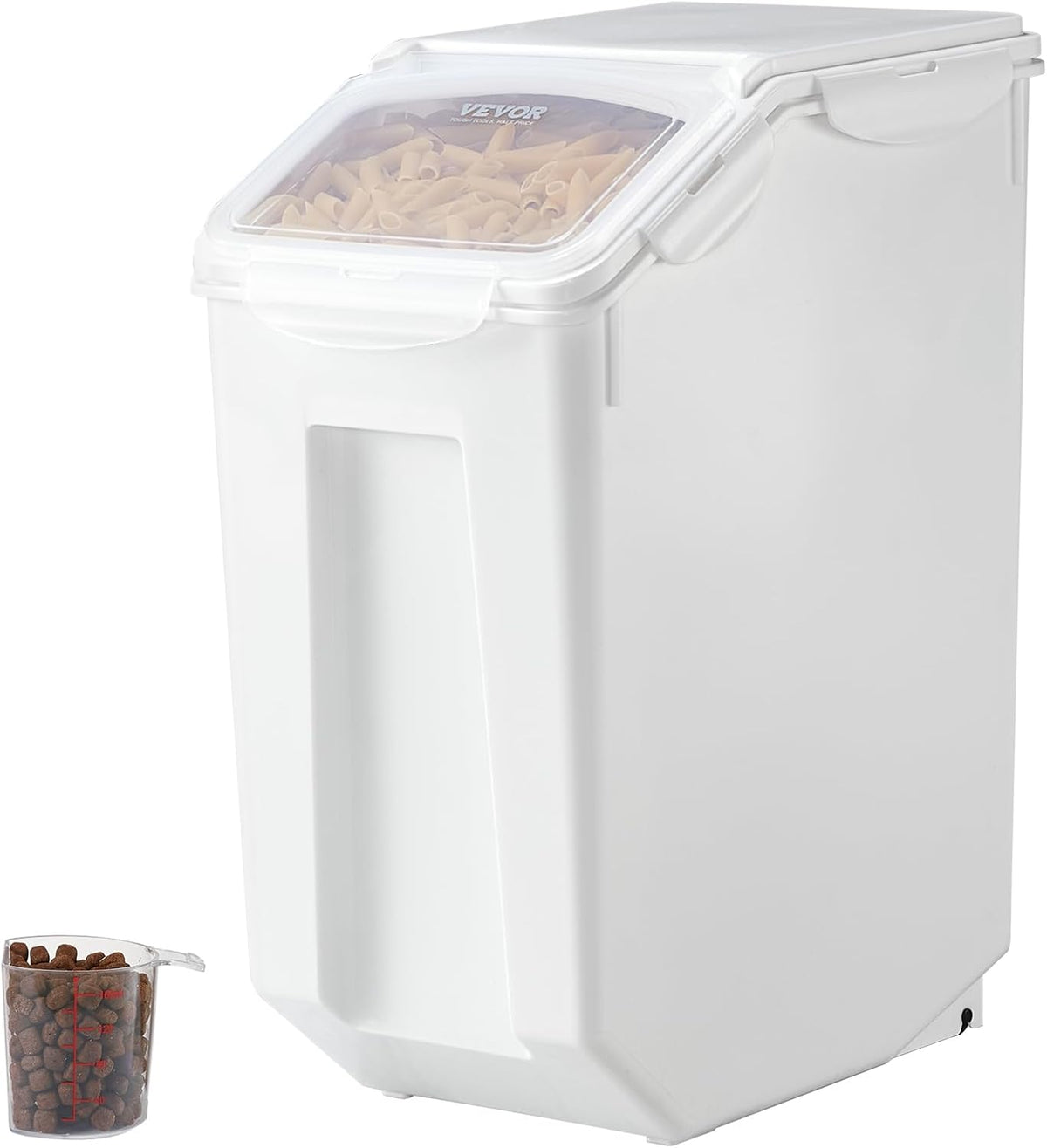 Rice Storage Container, 3.5Gal/15Lx2 + 4.5Gal/20Lx2 Large Dog Food Dispenser Bin, Kitchen Ingredient Grain Cereal Bin, Pet food Containers with Wheels, 4 Measuring Cups, Airtight Lid, 4 Pack