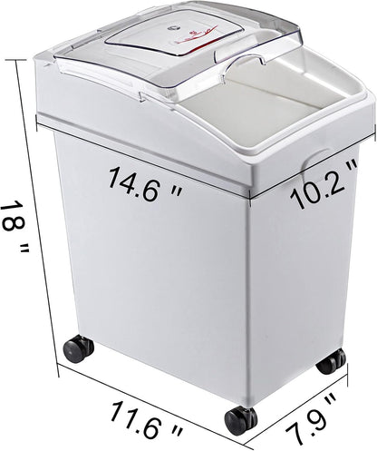 Rice Storage Container, 3.5Gal/15Lx2 + 4.5Gal/20Lx2 Large Dog Food Dispenser Bin, Kitchen Ingredient Grain Cereal Bin, Pet food Containers with Wheels, 4 Measuring Cups, Airtight Lid, 4 Pack