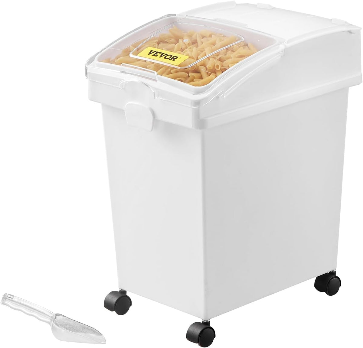 Rice Storage Container, 3.5Gal/15Lx2 + 4.5Gal/20Lx2 Large Dog Food Dispenser Bin, Kitchen Ingredient Grain Cereal Bin, Pet food Containers with Wheels, 4 Measuring Cups, Airtight Lid, 4 Pack