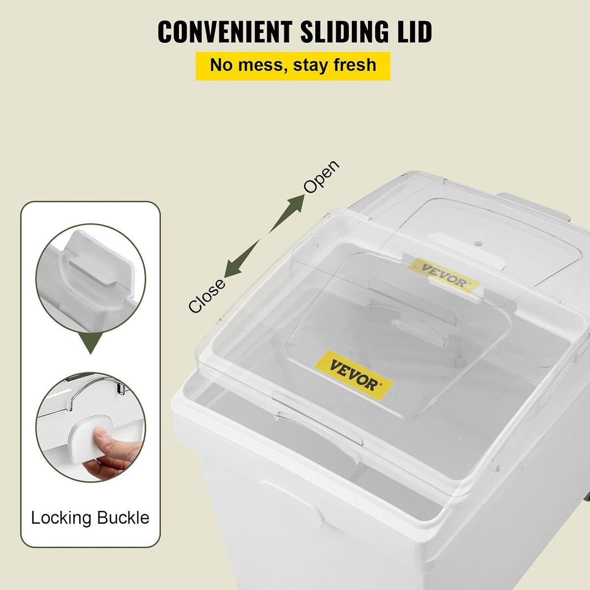 Rice Storage Container, 3.5Gal/15Lx2 + 4.5Gal/20Lx2 Large Dog Food Dispenser Bin, Kitchen Ingredient Grain Cereal Bin, Pet food Containers with Wheels, 4 Measuring Cups, Airtight Lid, 4 Pack