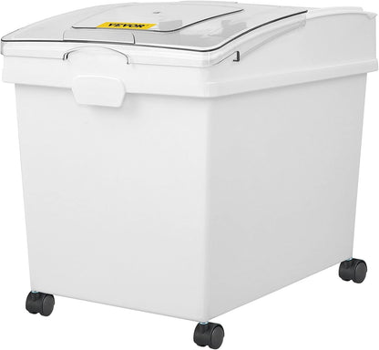 Rice Storage Container, 3.5Gal/15Lx2 + 4.5Gal/20Lx2 Large Dog Food Dispenser Bin, Kitchen Ingredient Grain Cereal Bin, Pet food Containers with Wheels, 4 Measuring Cups, Airtight Lid, 4 Pack