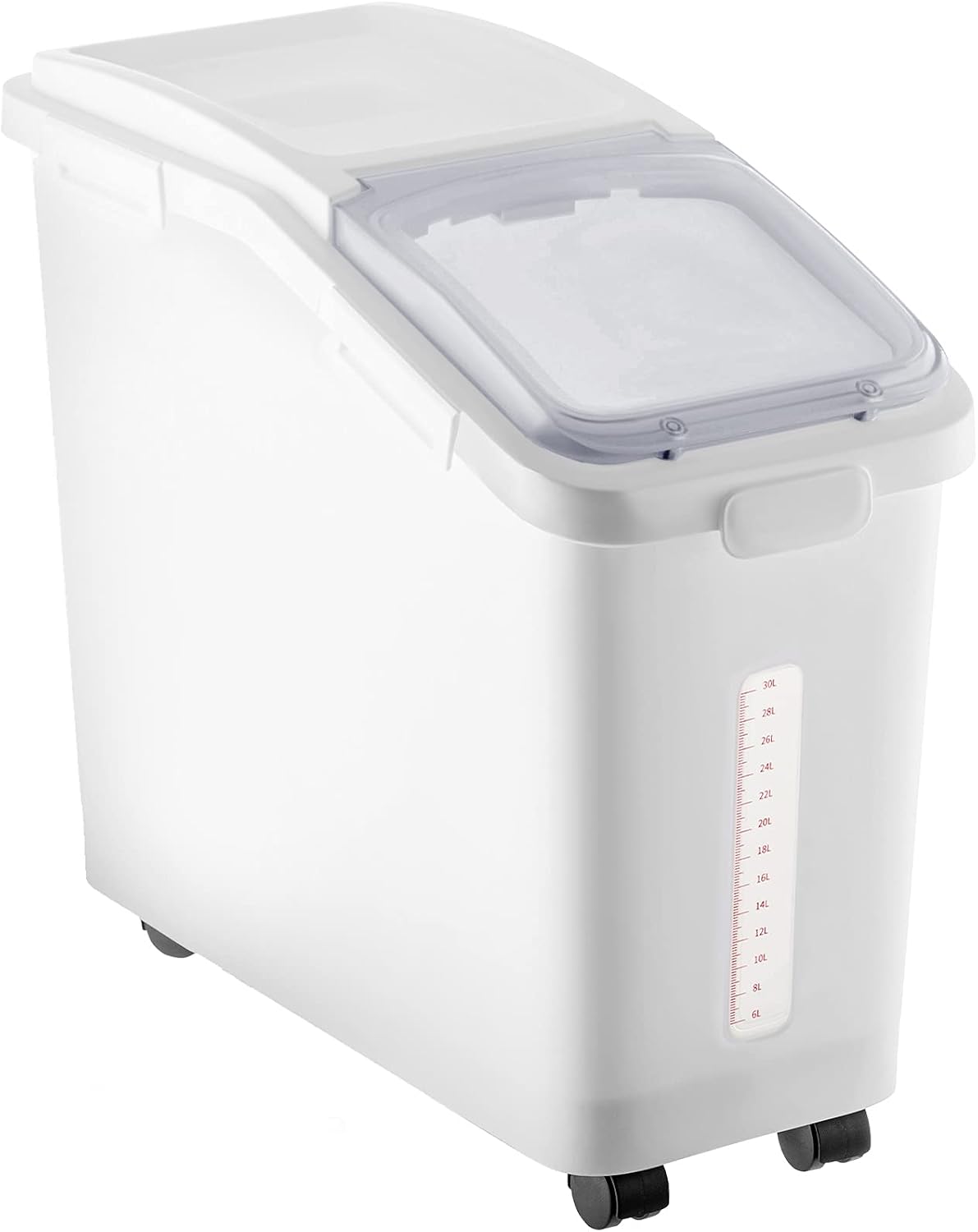 Rice Storage Container, 3.5Gal/15Lx2 + 4.5Gal/20Lx2 Large Dog Food Dispenser Bin, Kitchen Ingredient Grain Cereal Bin, Pet food Containers with Wheels, 4 Measuring Cups, Airtight Lid, 4 Pack