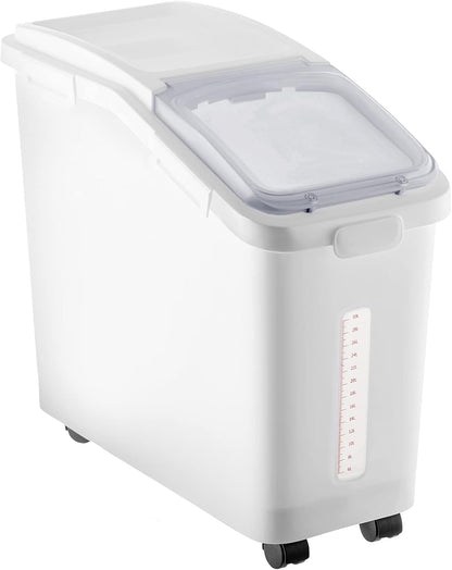 Rice Storage Container, 3.5Gal/15Lx2 + 4.5Gal/20Lx2 Large Dog Food Dispenser Bin, Kitchen Ingredient Grain Cereal Bin, Pet food Containers with Wheels, 4 Measuring Cups, Airtight Lid, 4 Pack