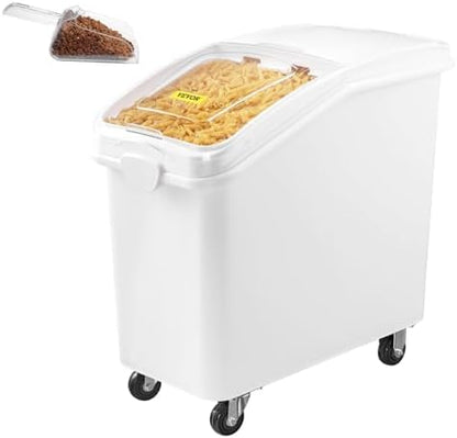 Rice Storage Container, 3.5Gal/15Lx2 + 4.5Gal/20Lx2 Large Dog Food Dispenser Bin, Kitchen Ingredient Grain Cereal Bin, Pet food Containers with Wheels, 4 Measuring Cups, Airtight Lid, 4 Pack