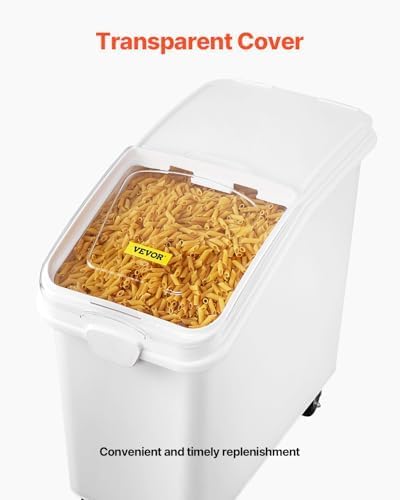 Rice Storage Container, 3.5Gal/15Lx2 + 4.5Gal/20Lx2 Large Dog Food Dispenser Bin, Kitchen Ingredient Grain Cereal Bin, Pet food Containers with Wheels, 4 Measuring Cups, Airtight Lid, 4 Pack