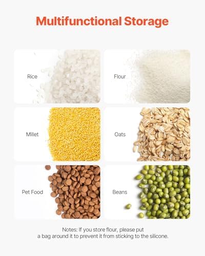 Rice Storage Container, 3.5Gal/15Lx2 + 4.5Gal/20Lx2 Large Dog Food Dispenser Bin, Kitchen Ingredient Grain Cereal Bin, Pet food Containers with Wheels, 4 Measuring Cups, Airtight Lid, 4 Pack