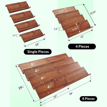Acacia Wooden Spice Rack Organizer for Cabinet - Spice Drawer Insert, Spice Organization for Cabinet, Seasoning Organizer, Spice Holder Pack of 4 (Acacia pack 4)