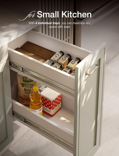 Acacia Wooden Spice Rack Organizer for Cabinet - Spice Drawer Insert, Spice Organization for Cabinet, Seasoning Organizer, Spice Holder Pack of 4 (Acacia pack 4)