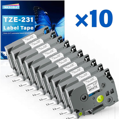 TZE-231 Label Maker Tape 12mm 0.47 Laminated Black on White Replacement for TZ TZE TZE231 1/2" x 8m Tape Cassette for Ptouch PT-D220 PTD220 D220 PT-D210 PTD210 PT-H110 PT-D200 PT-D400 D410 (7 Packs)