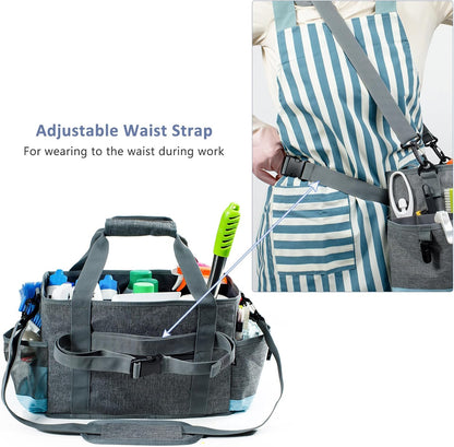 Cleaning Caddy for Cleaning Suppliers Organizer with Pockets for House Cleaning Essentials, Cleaning Organizer, Wearable Cleaing Bag Tote, Storage Caddy for Housekeeping