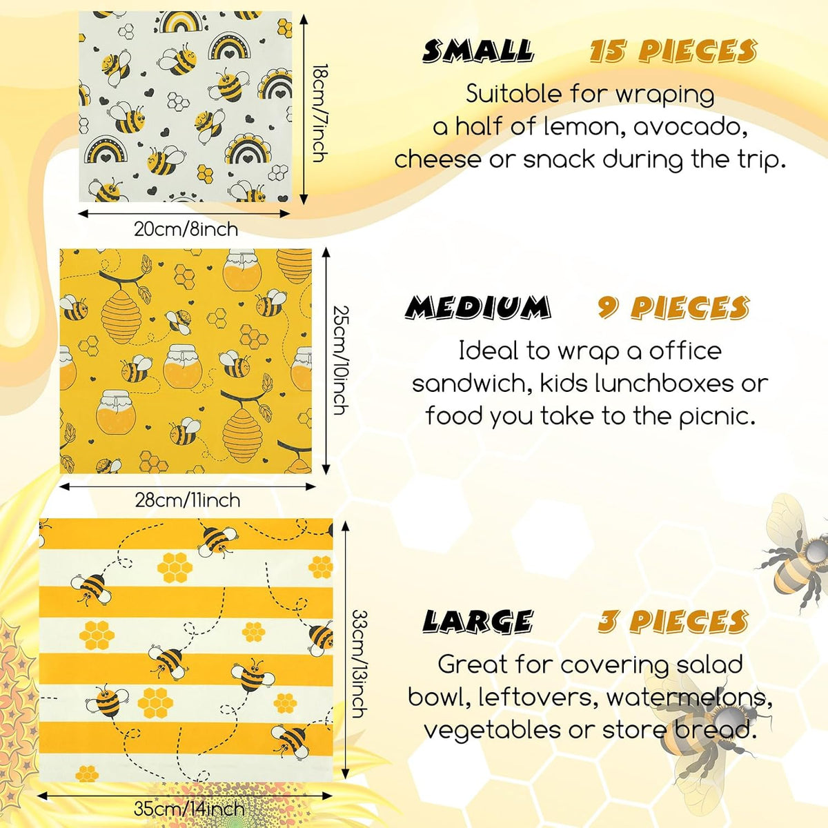 27 Pack Beeswax Wraps for Food Reusable Paper Beeswax Bread Storage