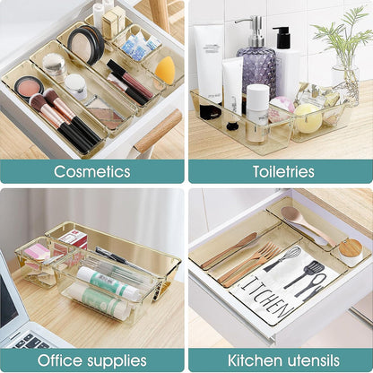 25 PCS Clear Plastic Drawer Organizer, Makeup Organizers and Storage Bins