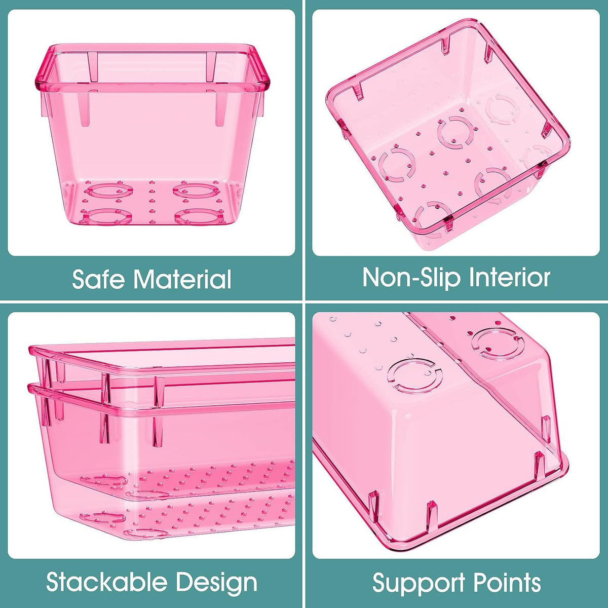 25 PCS Clear Plastic Drawer Organizer, Makeup Organizers and Storage Bins