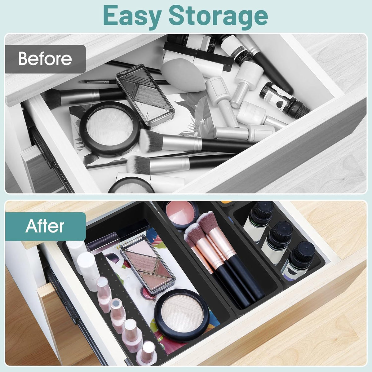 25 PCS Clear Plastic Drawer Organizer, Makeup Organizers and Storage Bins