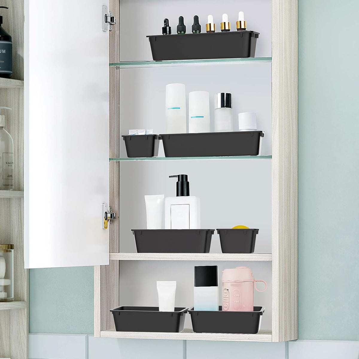 25 PCS Clear Plastic Drawer Organizer, Makeup Organizers and Storage Bins