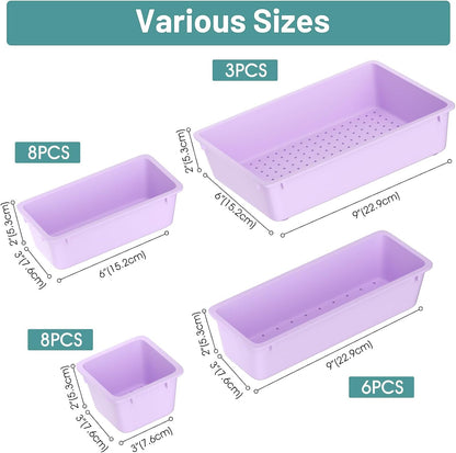25 PCS Clear Plastic Drawer Organizer, Makeup Organizers and Storage Bins