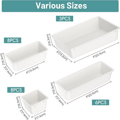 25 PCS Clear Plastic Drawer Organizer, Makeup Organizers and Storage Bins