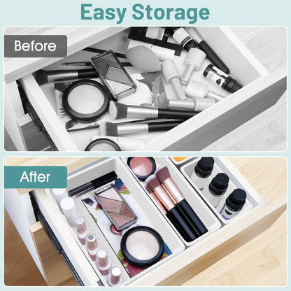 25 PCS Clear Plastic Drawer Organizer, Makeup Organizers and Storage Bins