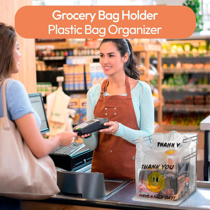Grocery Bag Holder | 2-Pack | T-Shirt Bag Holder Stand for Plastic Bags with Handles | Organizer for Retail Stores, Supermarkets, Grocery Stores & Restaurants