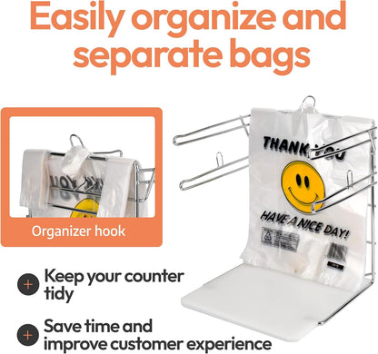 Grocery Bag Holder | 2-Pack | T-Shirt Bag Holder Stand for Plastic Bags with Handles | Organizer for Retail Stores, Supermarkets, Grocery Stores & Restaurants