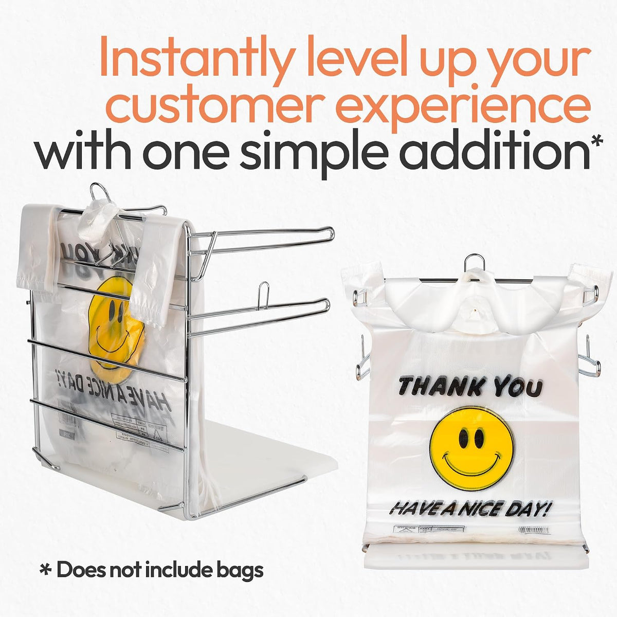 Grocery Bag Holder | 2-Pack | T-Shirt Bag Holder Stand for Plastic Bags with Handles | Organizer for Retail Stores, Supermarkets, Grocery Stores & Restaurants