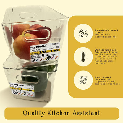 Dissolvable Food Rotation Labels, 2 x 3 Inch, 500 Labels | Rotation food stickers for kitchen and restaurant supplies, jars, containers, freezer storage, prep stations, and catering