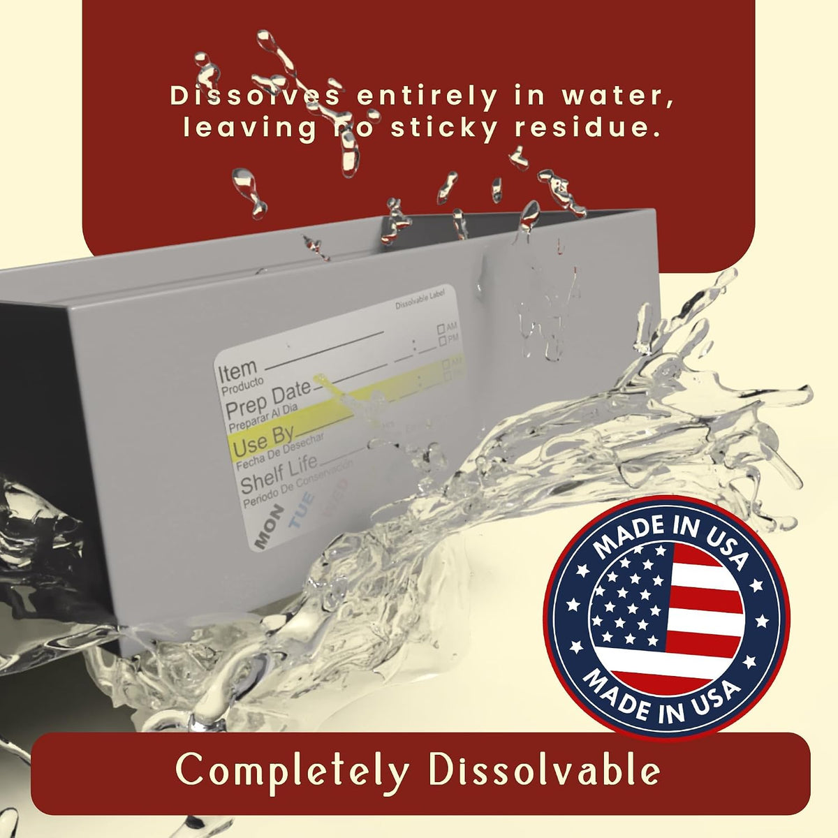 Dissolvable Food Rotation Labels, 2 x 3 Inch, 500 Labels | Rotation food stickers for kitchen and restaurant supplies, jars, containers, freezer storage, prep stations, and catering