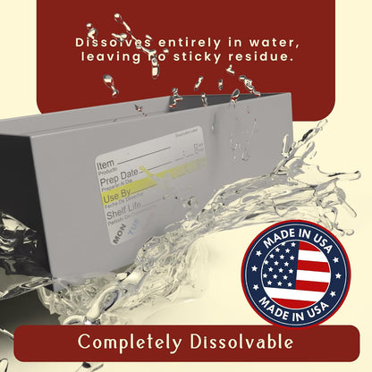 Dissolvable Food Rotation Labels, 2 x 3 Inch, 500 Labels | Rotation food stickers for kitchen and restaurant supplies, jars, containers, freezer storage, prep stations, and catering