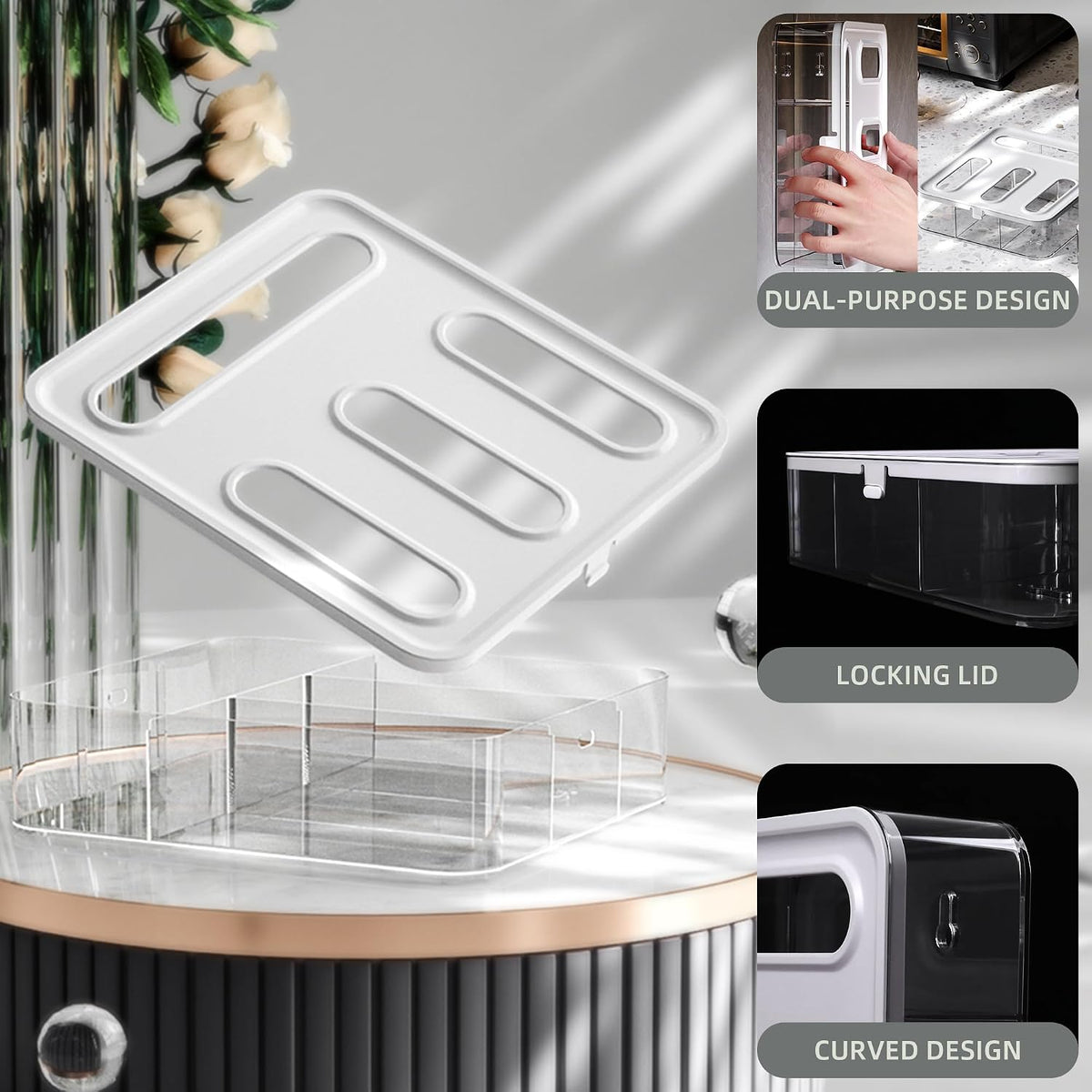 Kitchen Storage Bag Organizer, Acrylic Baggie organizer for Drawer, Plastic Bag Organizer complicate with Gallon, Quart, Sandwich, Snack, and Slider Bags (Acrylic)