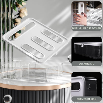Kitchen Storage Bag Organizer, Acrylic Baggie organizer for Drawer, Plastic Bag Organizer complicate with Gallon, Quart, Sandwich, Snack, and Slider Bags (Acrylic)