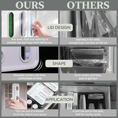 Kitchen Storage Bag Organizer, Acrylic Baggie organizer for Drawer, Plastic Bag Organizer complicate with Gallon, Quart, Sandwich, Snack, and Slider Bags (Acrylic)