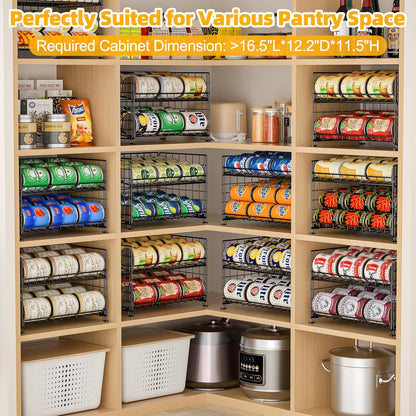 2-Pack Stackable Rack Organizer, Storage for Kitchen Pantry Cabinet, Holders for Food, Multifunctional Dispenser for Snacks Soda